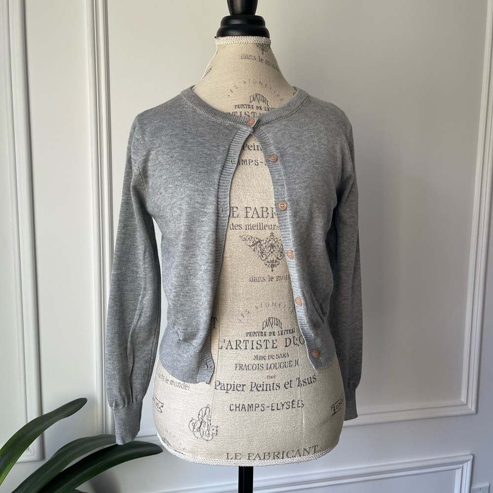 Grey Button Down Cardigan Sweater